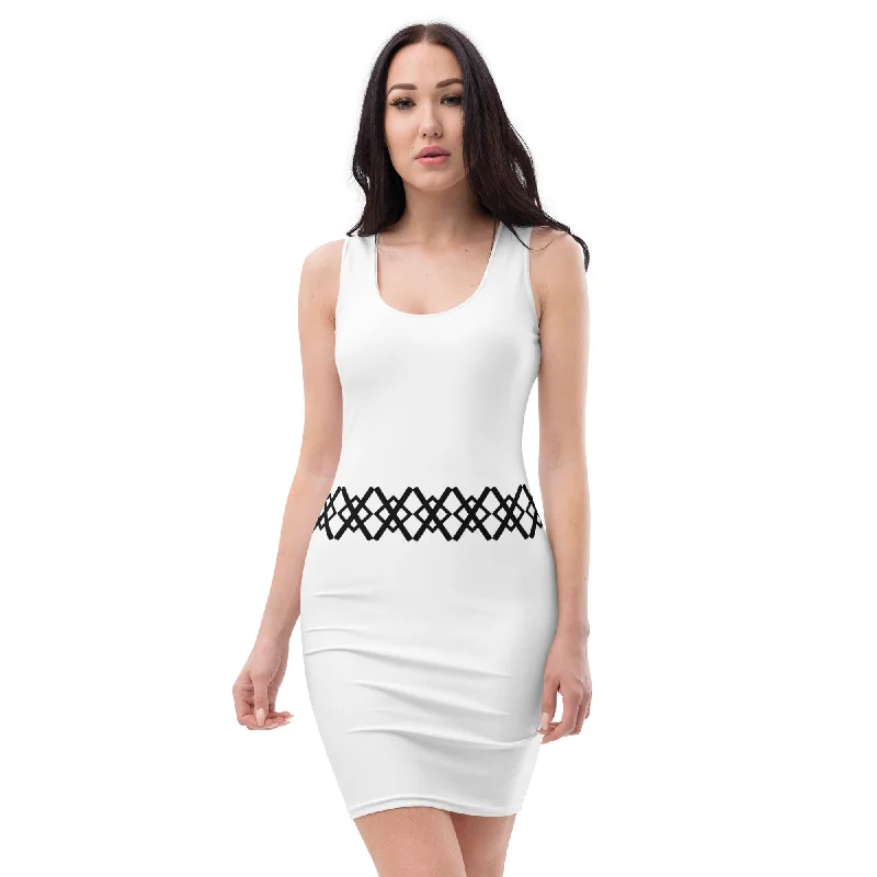 Odin's Rune Fitted Dress | White
