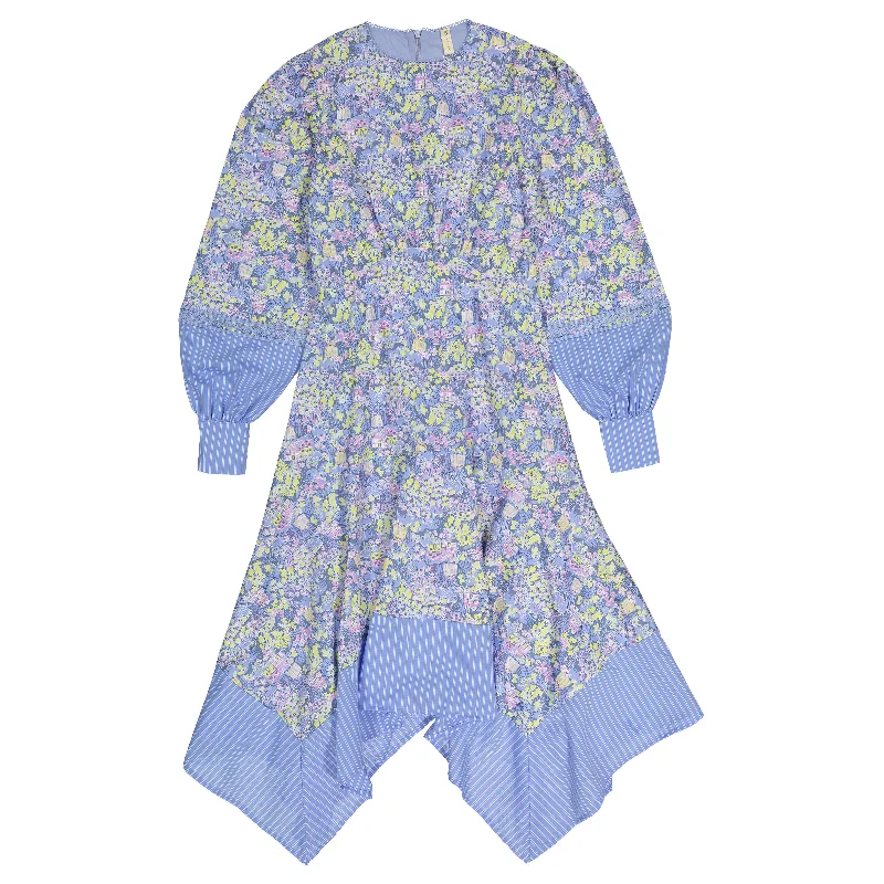 Ava and Lu Blue Printed Assymetrical Dress