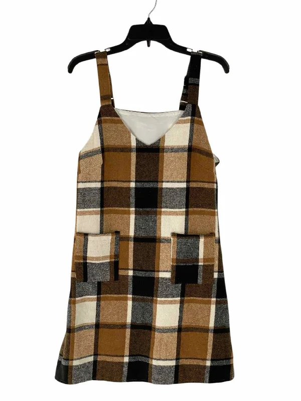 Cupshe Size M Brown Black/White Plaid Dress