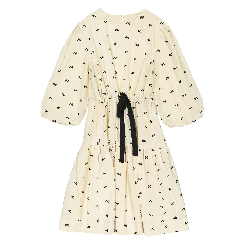 Ava and Lu Beige Bow Waisted Dress