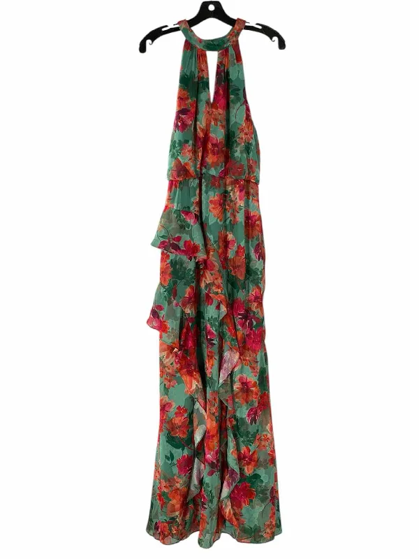 Adriana Papell Size 12 Teal Red Floral Dress