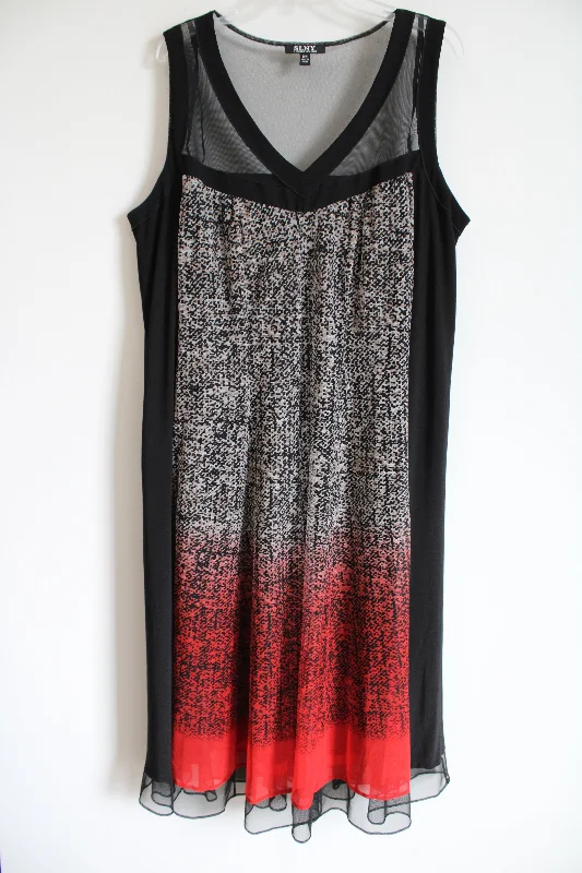 SLNY Black Red Mesh Dress | 18W
