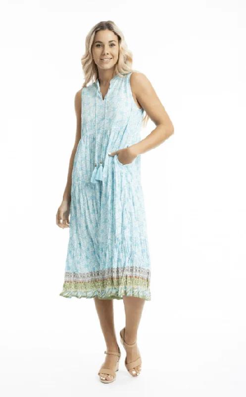 ORIENTIQUE ALGARVE SLEEVELESS COTTON BOHO DRESS