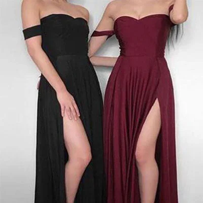 Black Off Shoulder Long Floor-length Satin Formal Prom Dresses,Party Evening Dress ,PDY0203 Black Off Shoulder Long Floor-length Satin Formal Prom Dresses,Party Evening Dress ,PDY0203