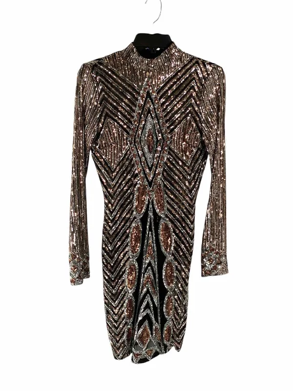 Fashion Nova Size S Silver Black & Brown sequined Sheer Dress