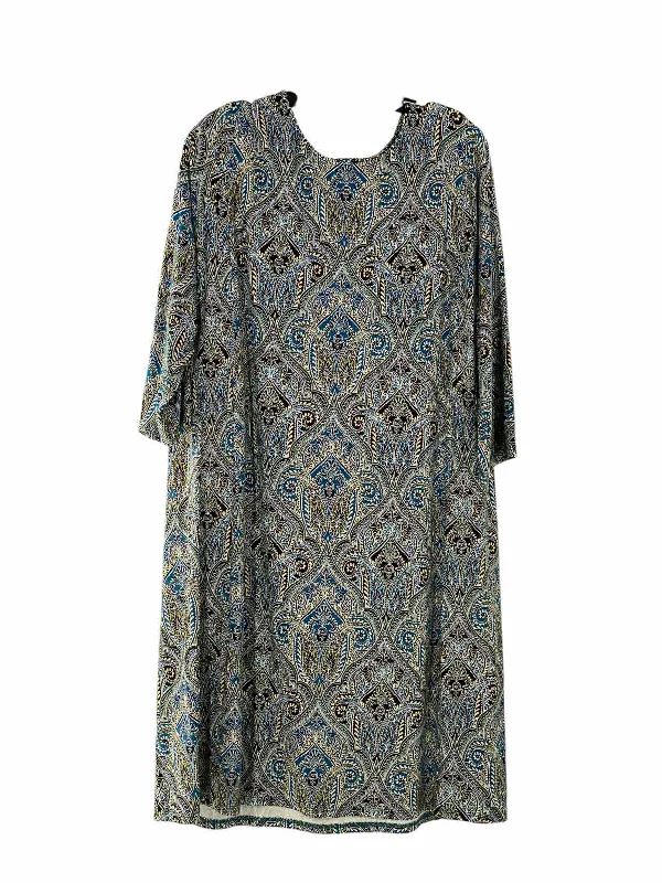 J. Jill Size XL Blue Green Print Dress