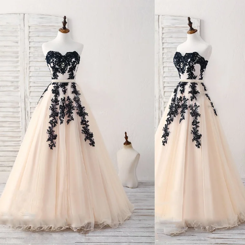Black Tulle Lace Applique Long Prom Dress, Black Evening Dress,,Party Prom Dresses,PDY0213 Black Tulle Lace Applique Long Prom Dress, Black Evening Dress,,Party Prom Dresses,PDY0213
