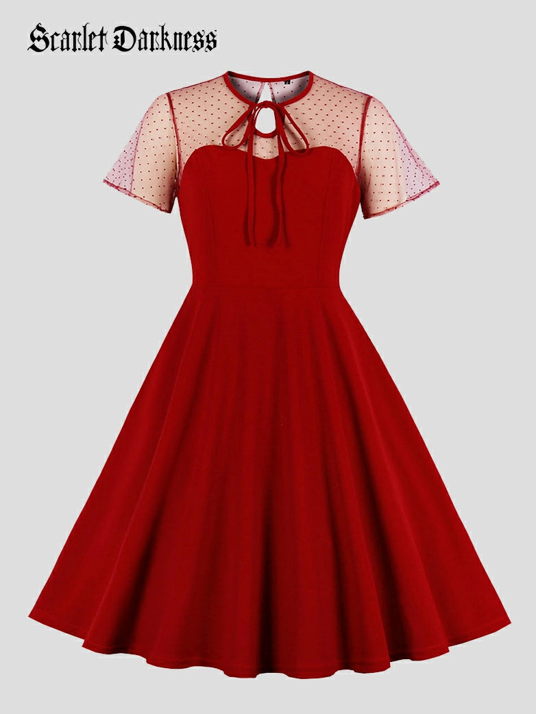 1950s Mesh Polka Dot Large Swing Tutu Dress