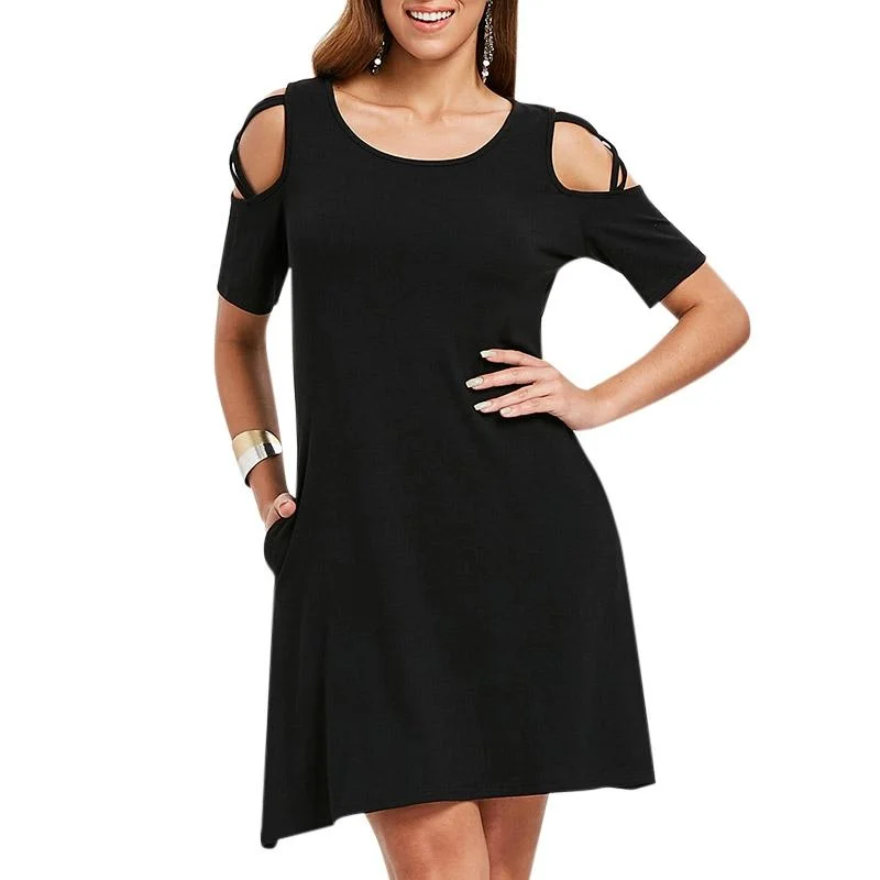 Criss Cross Sleeve Flowy Dress