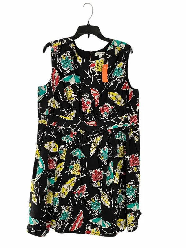 Emily and Fin Size 2X Black Multi Print Dress