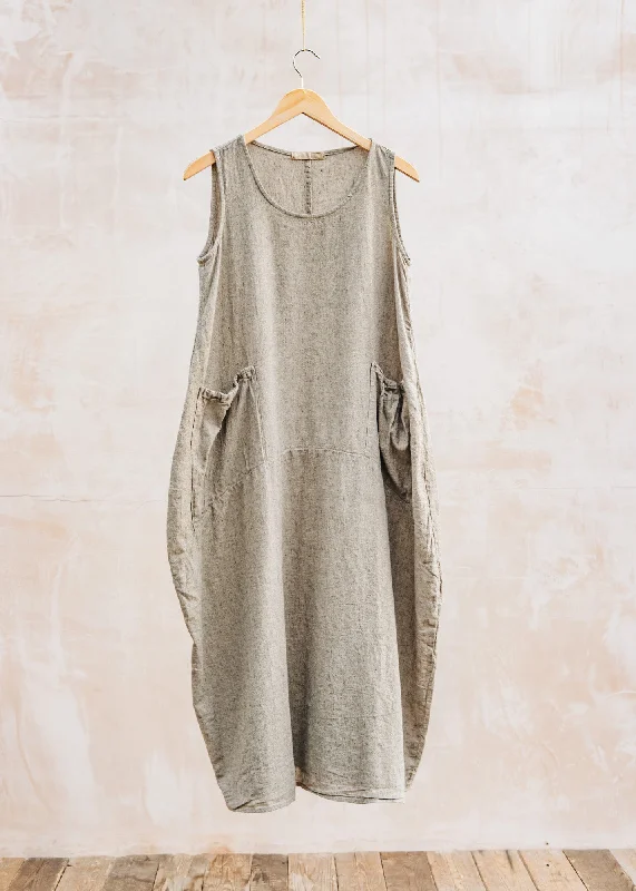 Crosshatch Dress with Pockets in Cashew