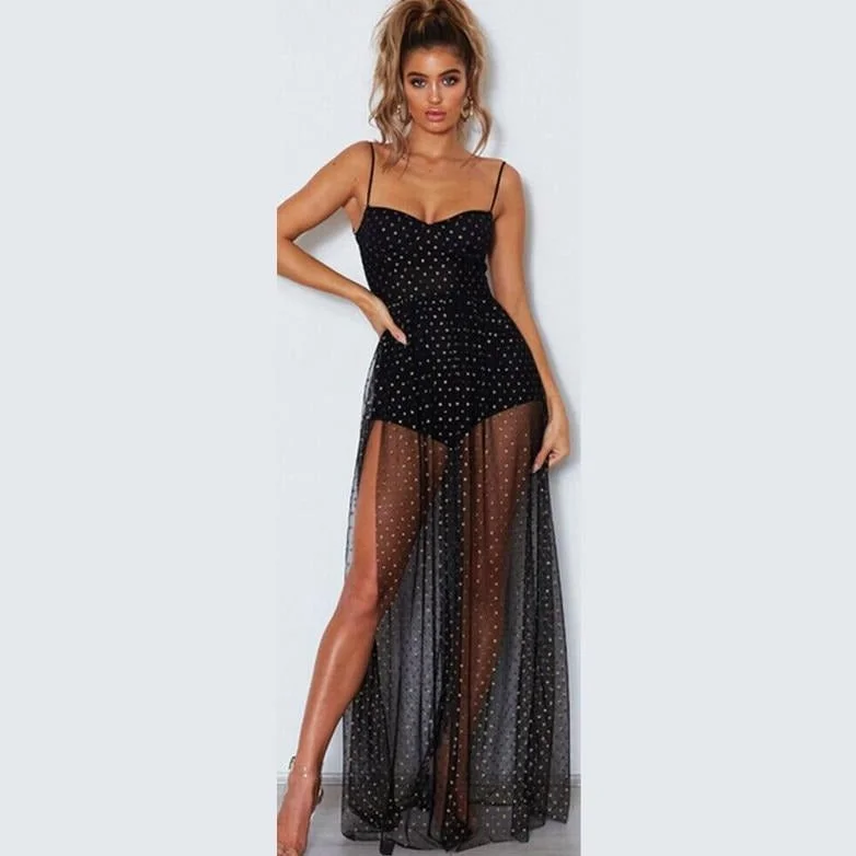 Spaghetti Strap Sheer Dress