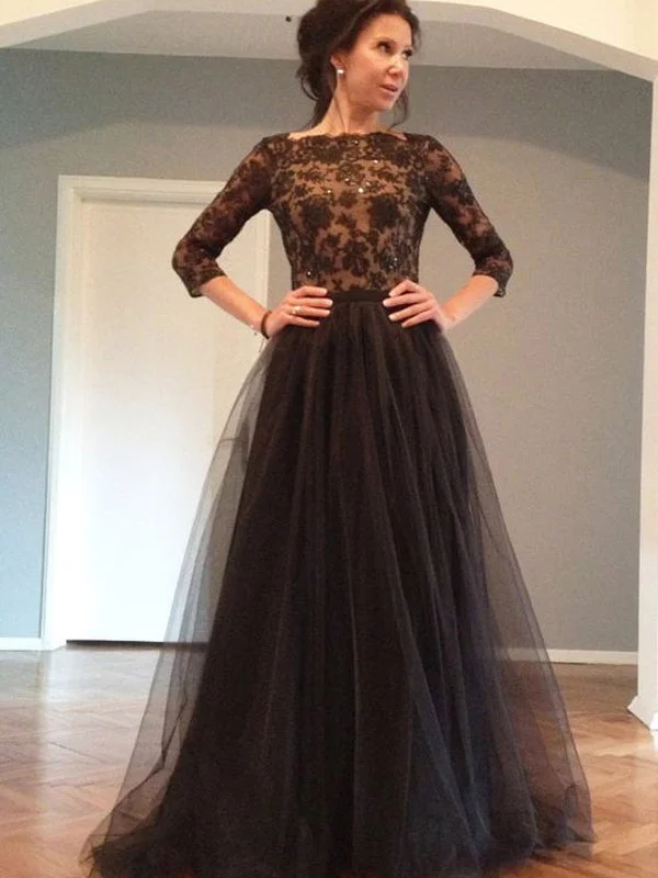 Black Lace Long Sleeves Tulle Backless Party Long Fashion Prom Dresses, Evening Dress, PDY0128 Black Lace Long Sleeves Tulle Backless Party Long Fashion Prom Dresses, Evening Dress, PDY0128