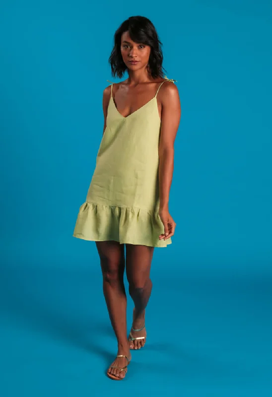 BORA-BORA Linen Dress - Pistachio