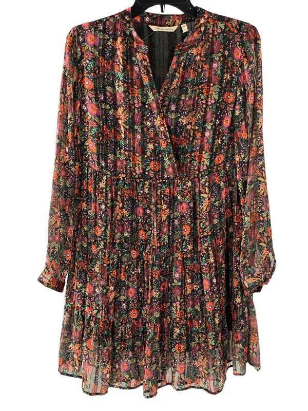 Soft Surroundings Size XS Black Multi Floral Sheer Dress