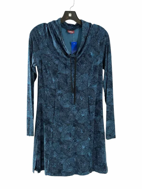 Salaam Size M Blue Black Print Dress