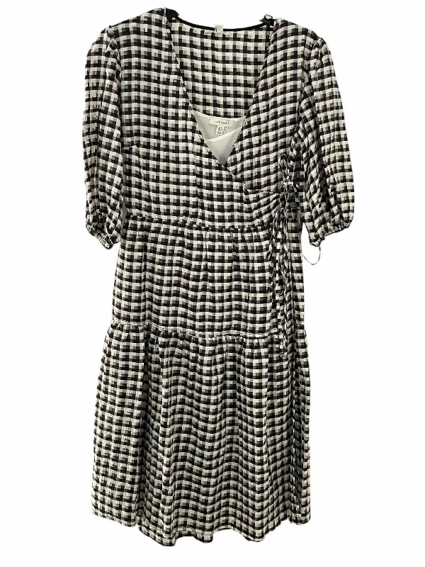 TOPSHOP Size 6 Black White Plaid Dress