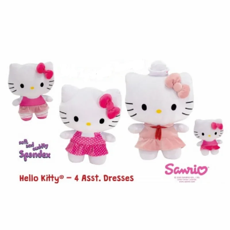 HELLO KITTY - 9 IN 4 ASST. DRESSES -BALLERINA, SAILOR, POLKA DOT & PINK PLUSH SET-Set of 4 HELLO KITTY - 9 IN 4 ASST. DRESSES -BALLERINA, SAILOR, POLKA DOT & PINK PLUSH SET-Set of 4