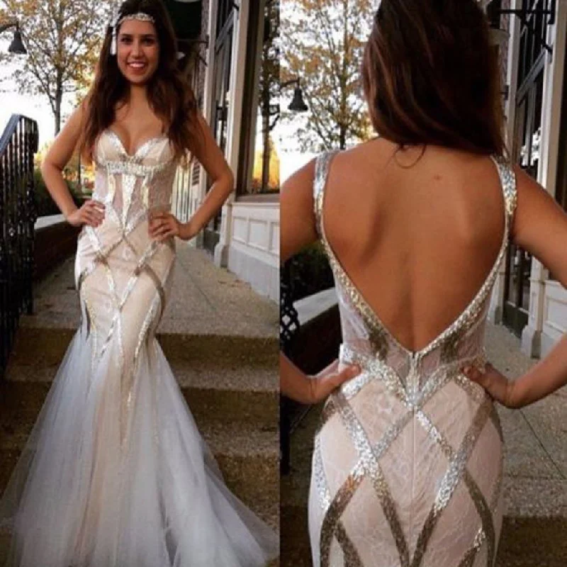 Sleeveless Tulle Mermaid Sequin Backless Long Prom Dress, Formal Evening Gowns,PDY0294 Sleeveless Tulle Mermaid Sequin Backless Long Prom Dress, Formal Evening Gowns,PDY0294