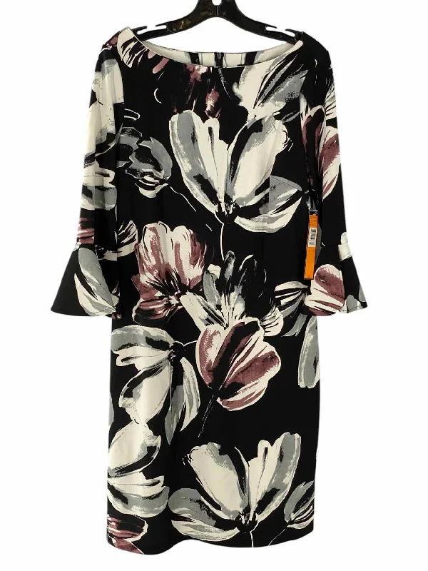 ILE New York Size 12 Black White Floral Dress