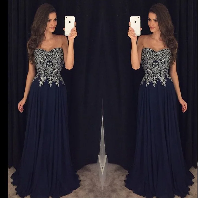 Sweetheart Neck Black Chiffon Prom Dresses Silver Lace Appliqued Bodice Formal Dresses,PDY0254 Sweetheart Neck Black Chiffon Prom Dresses Silver Lace Appliqued Bodice Formal Dresses,PDY0254
