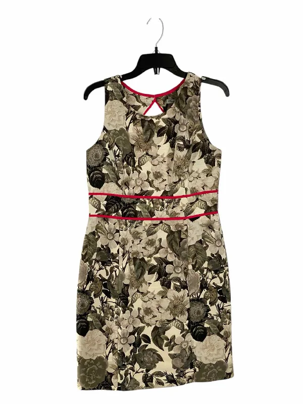 Eliza J Size 10 Beige Black Floral Dress