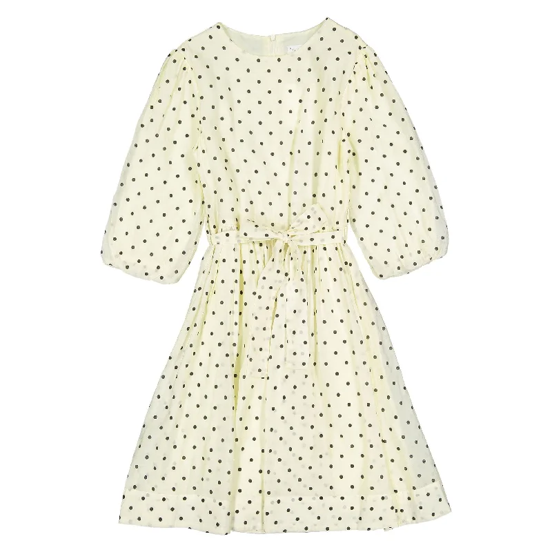 Darlin Off White Polka Dot Belted Dress
