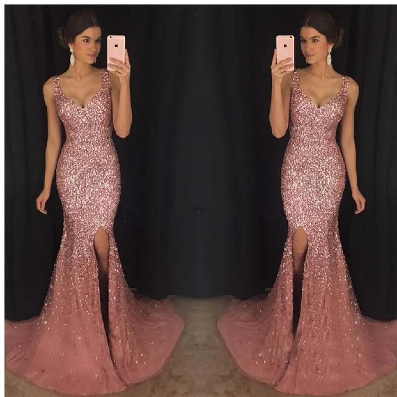 Mermaid Sleeveless V-Neck Tulle Rhinestone Gorgeous Formal Dress Evening Dress,Prom Dresses,PDY0207 Mermaid Sleeveless V-Neck Tulle Rhinestone Gorgeous Formal Dress Evening Dress,Prom Dresses,PDY0207