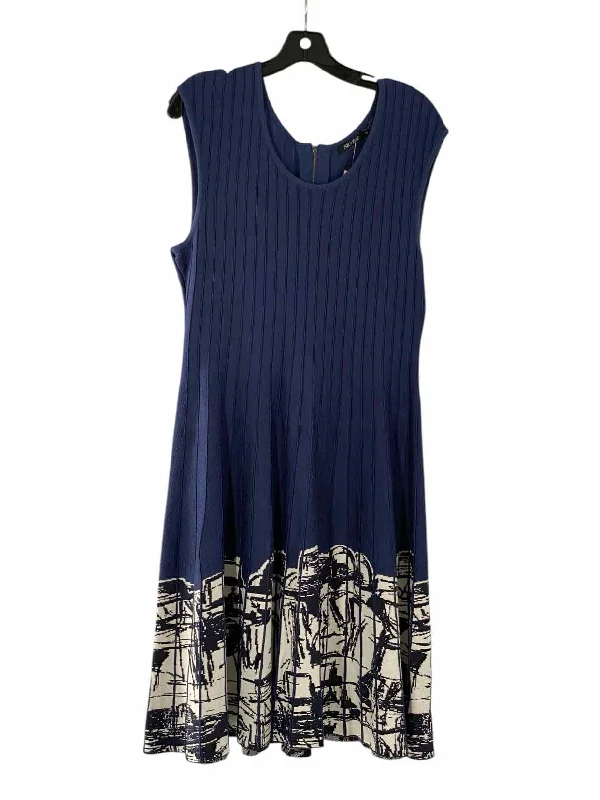 Nic + Zoe Size XL Navy White Print Dress