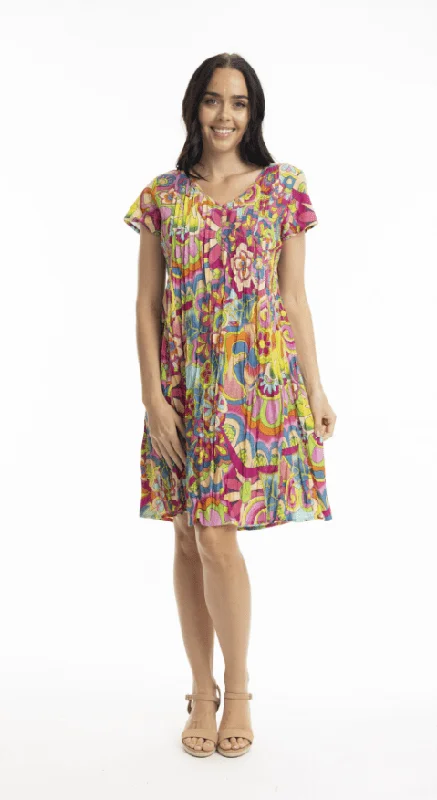 ORIENTIQUE SANTA MONICA EASY FIT CAP SLEEVE DRESS