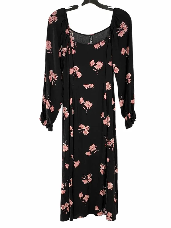 Nobody's Child Size 6 Black Pink Flowers Dress