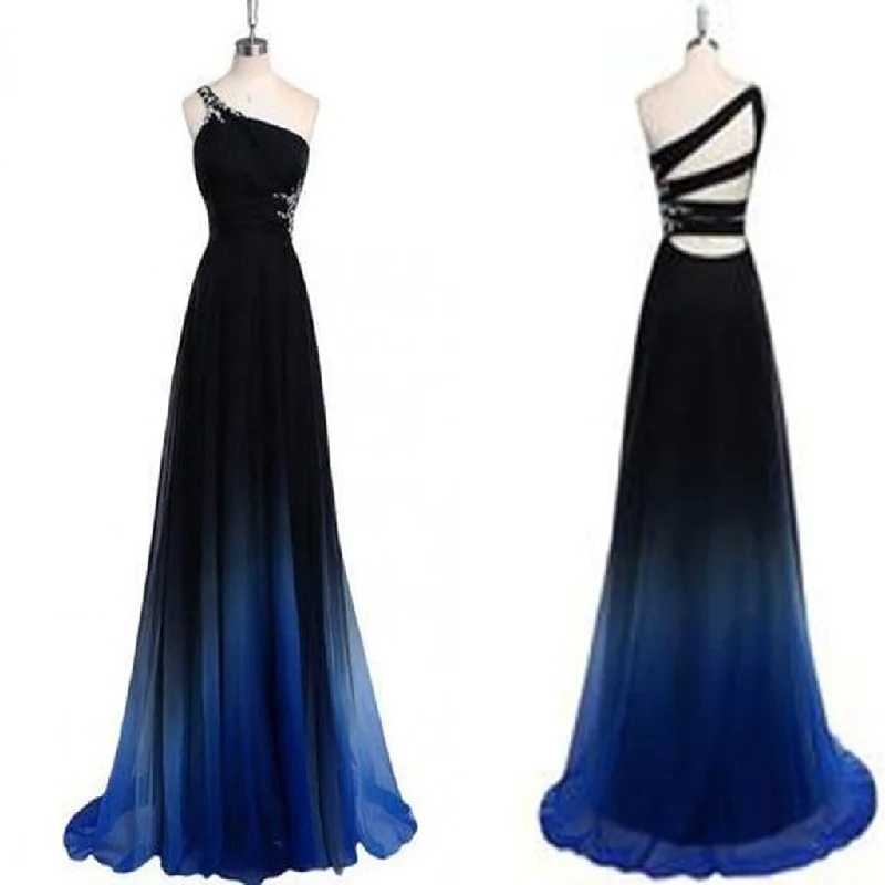Dreamy A-line One Shoulder Sweep Train Chiffon Prom/Evening Dresses With Beads.PDY0246 Dreamy A-line One Shoulder Sweep Train Chiffon Prom/Evening Dresses With Beads.PDY0246