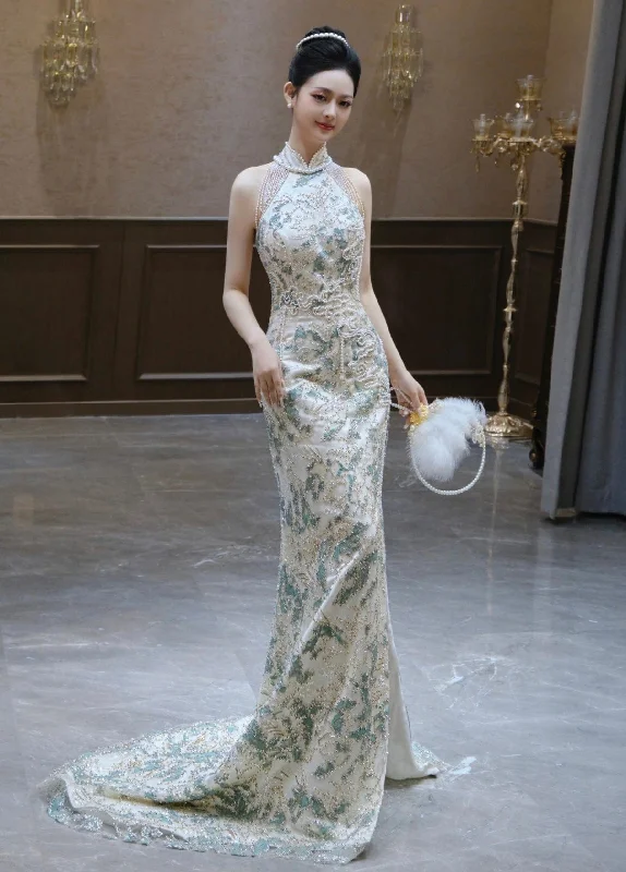 Sequins oriental prom dress, Chinese evening Cheongsam