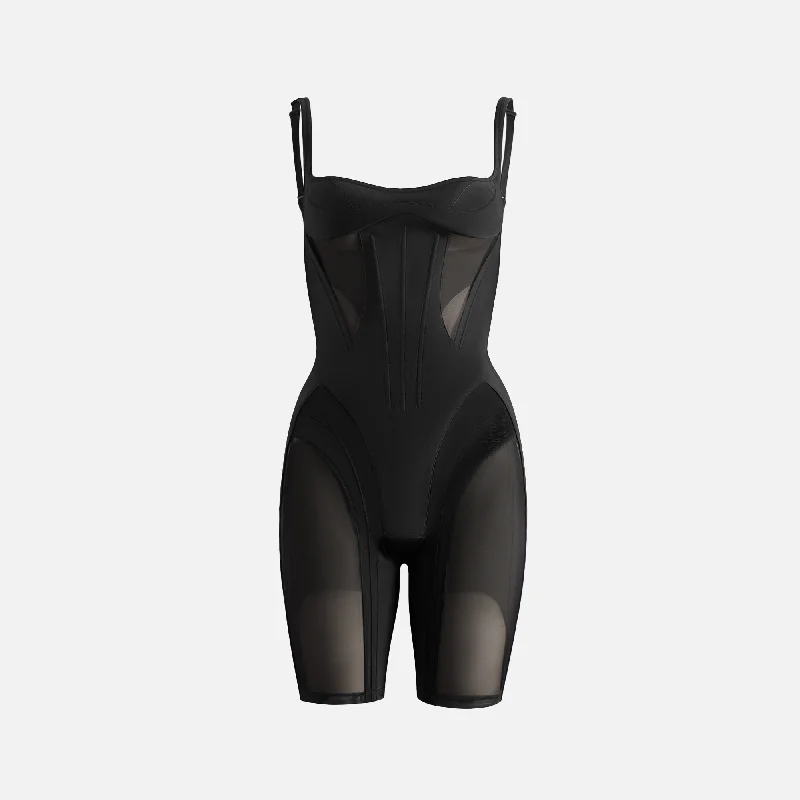 Mugler Corset Bodysuit - Black Fashionable Bodysuit with Snaps