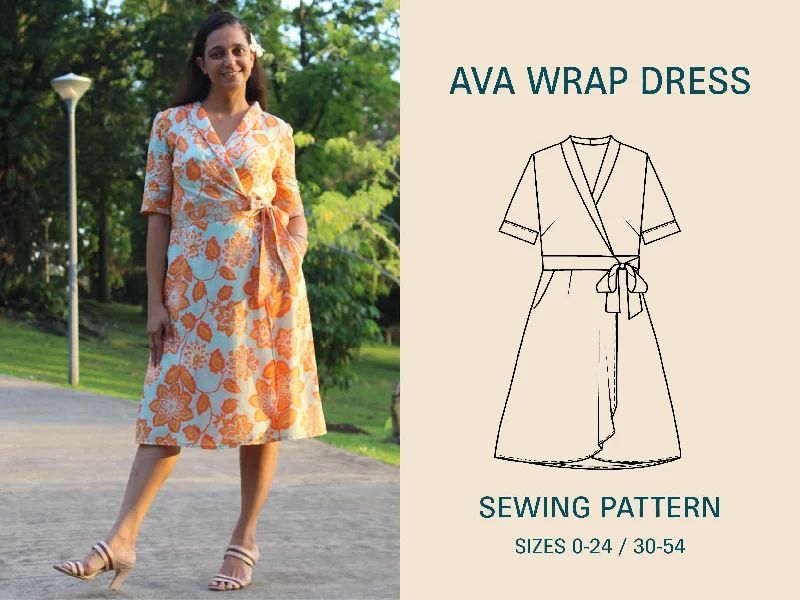 Ava Wrap Dress Sewing Pattern Chic Double-Wrap Dress