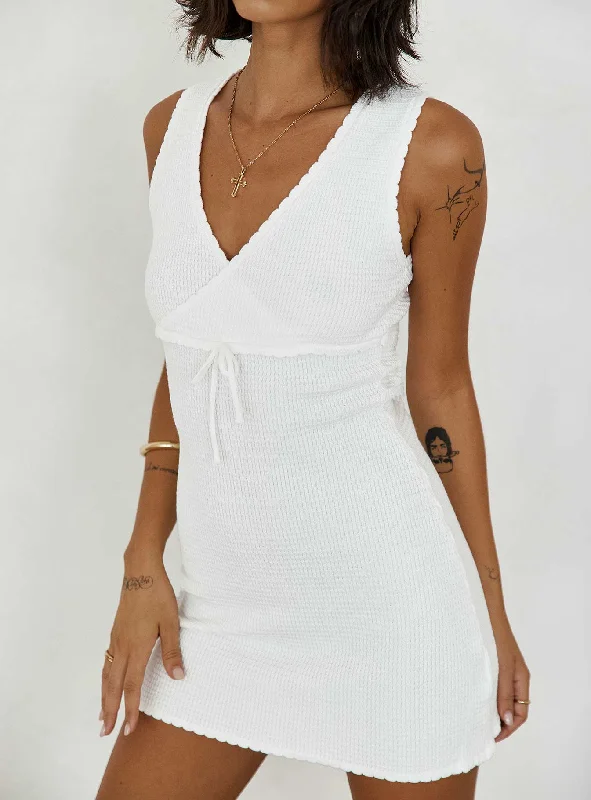 Bernier Mini Dress White Fashionable Off-Shoulder Mini Dress
