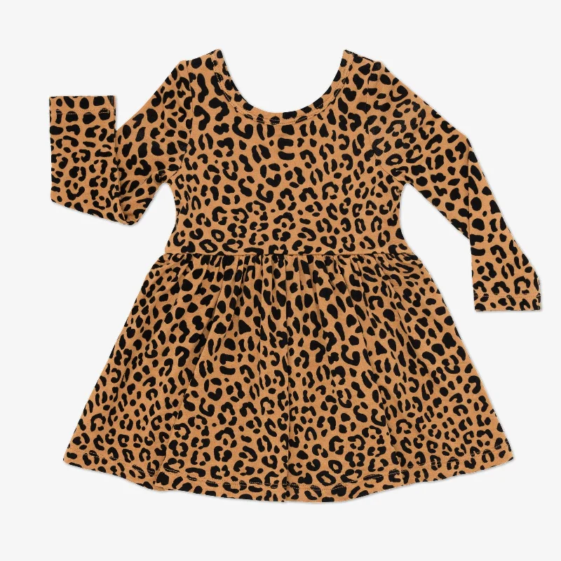 Classic Leopard Twirl Dress with Bodysuit Comfortable Bodysuit with Thong Back