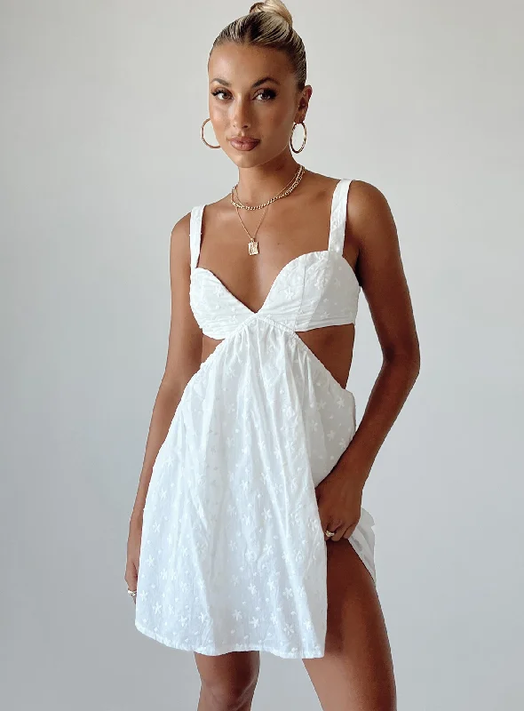 Khalia Mini Dress White Stylish Ruffle Mini Dress
