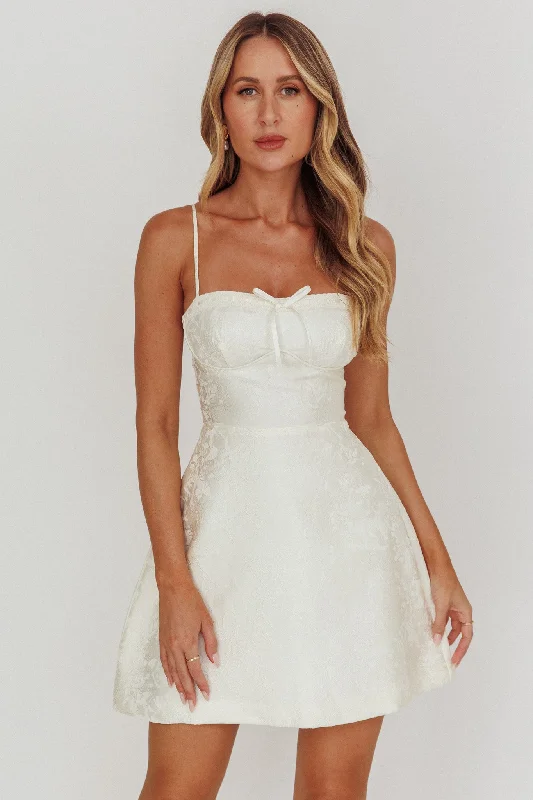 Kyrah Lace-Up Back Mini Dress Cream Elegant Tulle Mini Dress