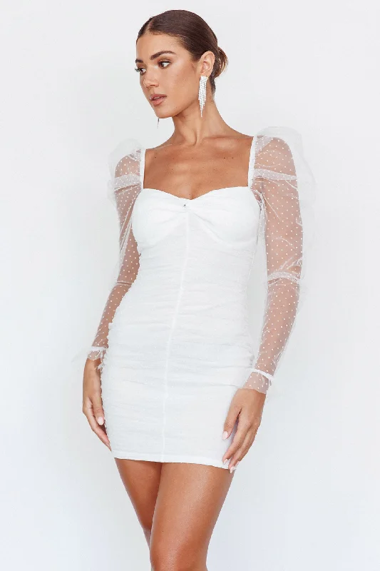 Like Lovers Hail Spot Mini Dress White Fashionable Boho-Chic Mini Dress
