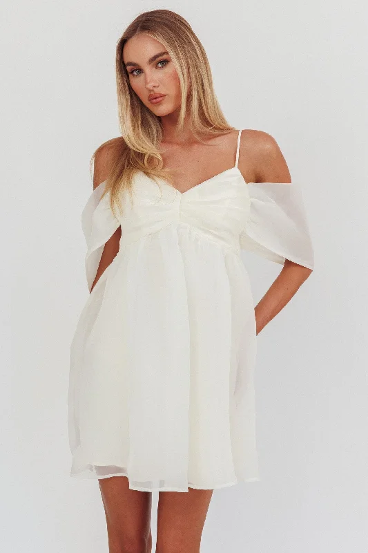 Little Liar Organza Mini Dress Light Beige Cozy Knit Mini Dress
