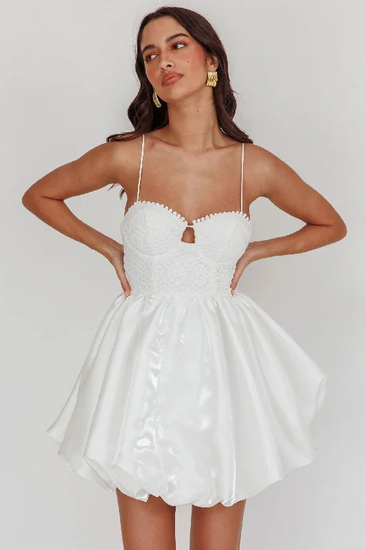 Lucia Bubble Skirt Mini Dress White Fashionable A-Line Mini Dress