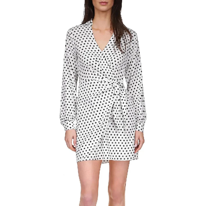 MICHAEL Michael Kors Womens Polka Dot  Wrap Dress Elegant Faux-Wrap Dress