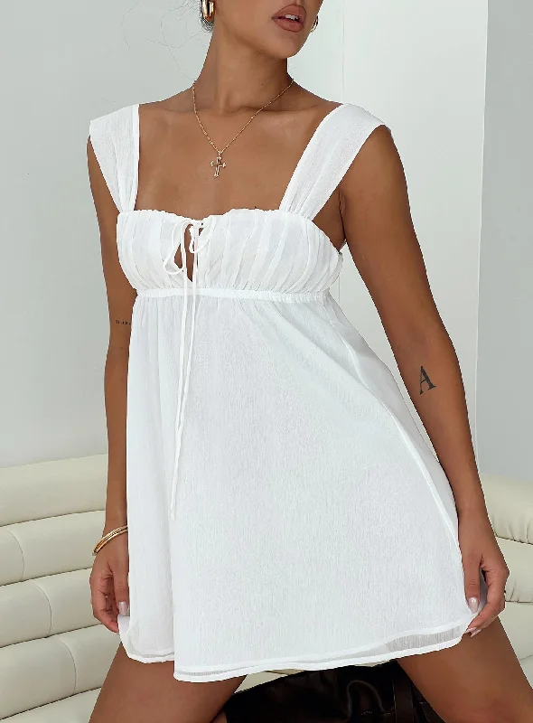 Mooney Mini Dress White Cozy Knit Mini Dress