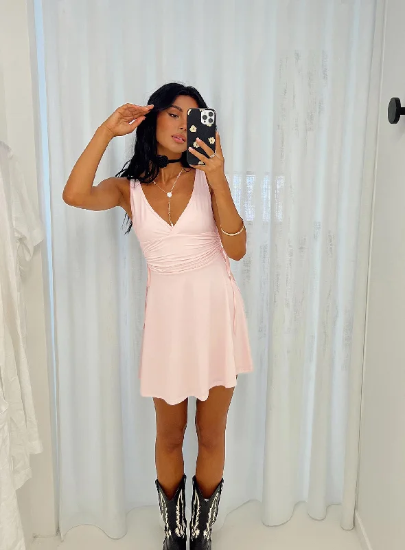 Payne Mini Dress Pink Trendy Crossover Mini Dress