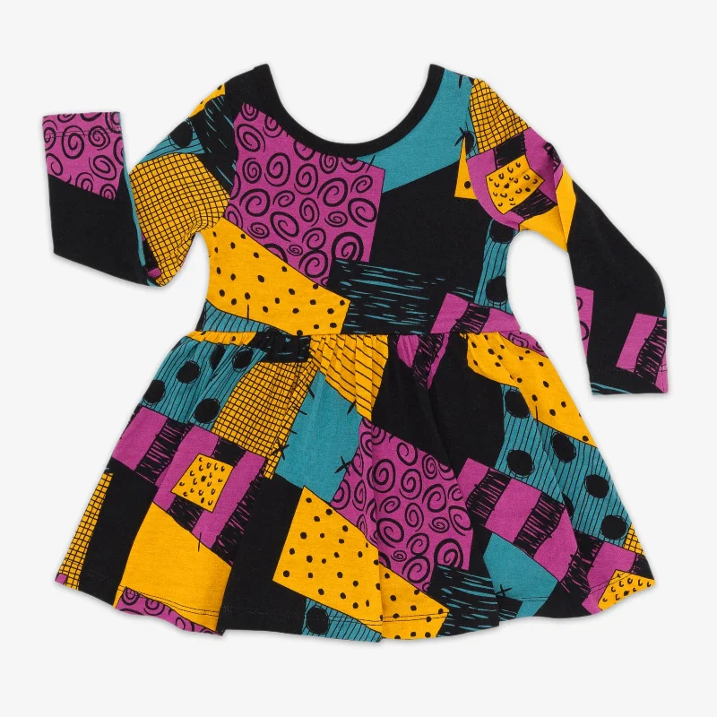 Disney Sally's Patchwork Twirl Dress with Bodysuit Elegant Bodysuit with Bow Detail