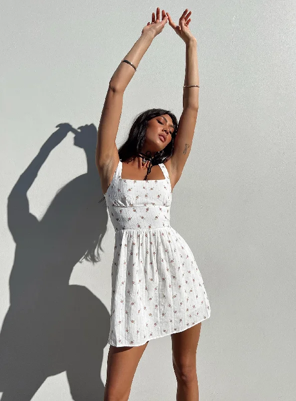 Samana Mini Dress White Trendy Denim Mini Dress