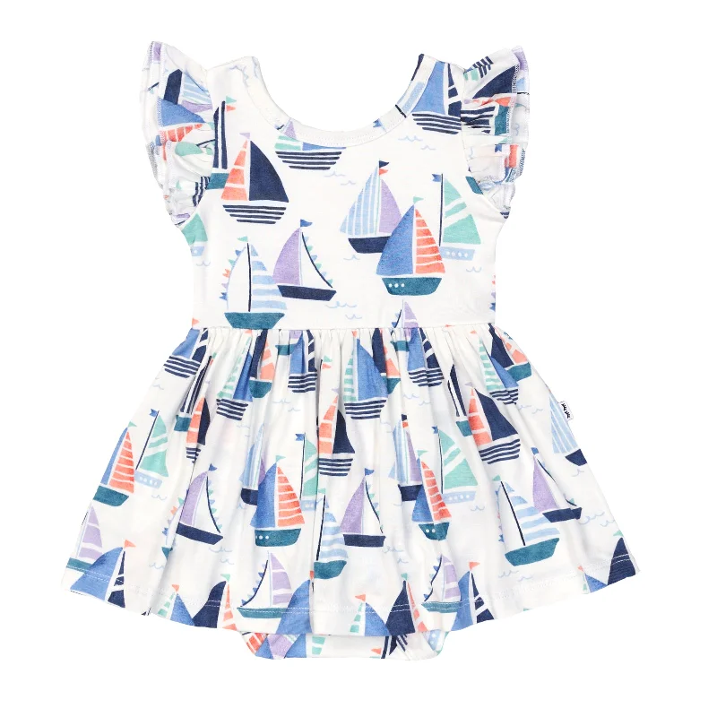 Seas The Day Flutter Skater Dress with Bodysuit Trendy Bodysuit with Tulle