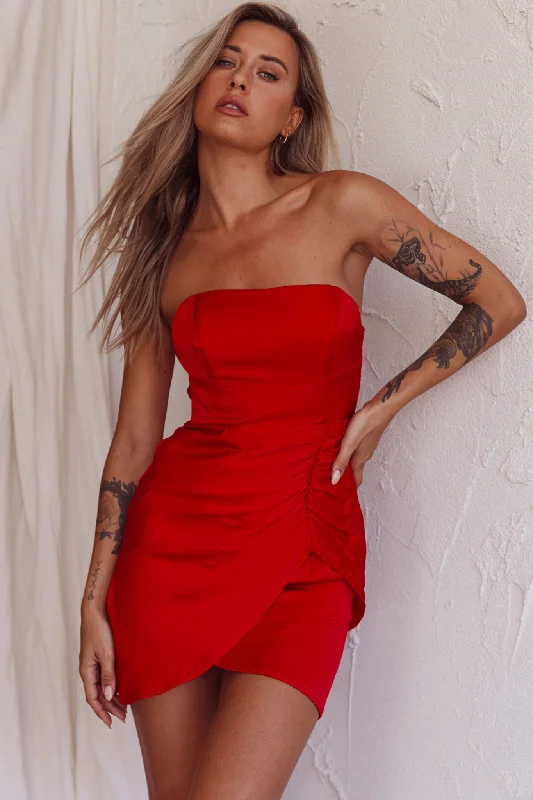 Siobhan Strapless Mini Dress Red Comfortable Bodycon Mini Dress