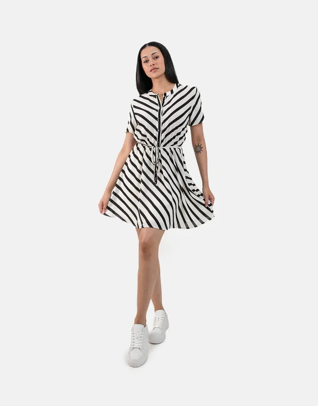 Sissy Boy Short Sleeve Button Through Mini Dress Comfortable Smocked Mini Dress